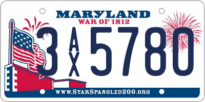 MD license plate 3AX5780