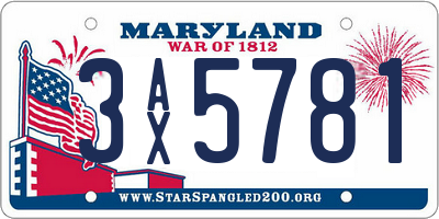 MD license plate 3AX5781
