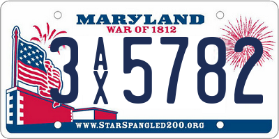 MD license plate 3AX5782