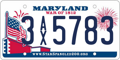 MD license plate 3AX5783