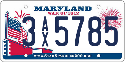 MD license plate 3AX5785