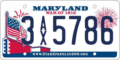 MD license plate 3AX5786