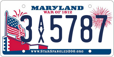 MD license plate 3AX5787