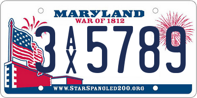 MD license plate 3AX5789
