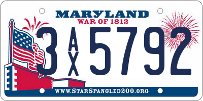 MD license plate 3AX5792