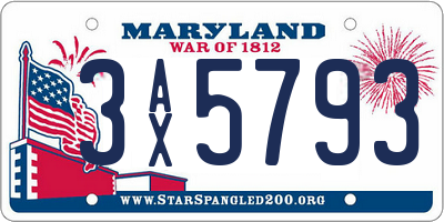 MD license plate 3AX5793