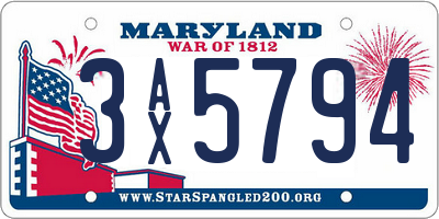 MD license plate 3AX5794