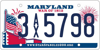 MD license plate 3AX5798