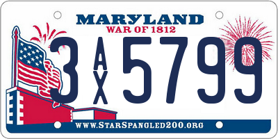 MD license plate 3AX5799