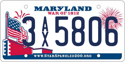 MD license plate 3AX5806