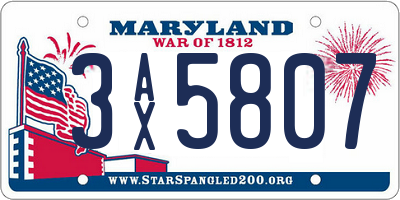 MD license plate 3AX5807