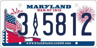 MD license plate 3AX5812
