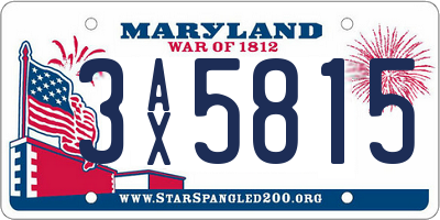 MD license plate 3AX5815