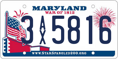 MD license plate 3AX5816
