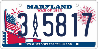 MD license plate 3AX5817