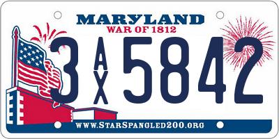 MD license plate 3AX5842