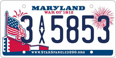 MD license plate 3AX5853