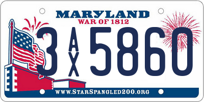 MD license plate 3AX5860