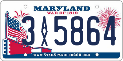 MD license plate 3AX5864