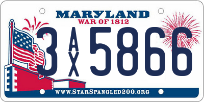 MD license plate 3AX5866