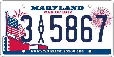 MD license plate 3AX5867