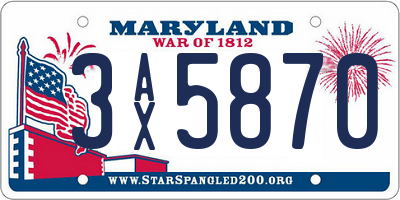 MD license plate 3AX5870