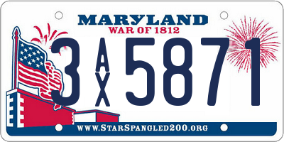 MD license plate 3AX5871