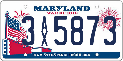 MD license plate 3AX5873