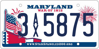 MD license plate 3AX5875