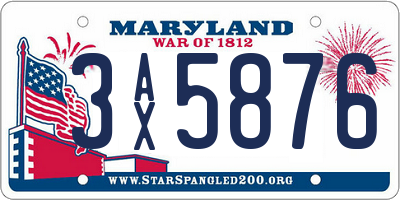 MD license plate 3AX5876