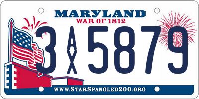 MD license plate 3AX5879