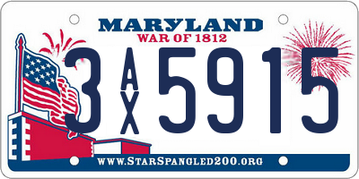 MD license plate 3AX5915