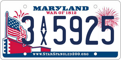 MD license plate 3AX5925