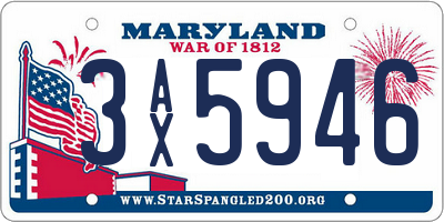 MD license plate 3AX5946