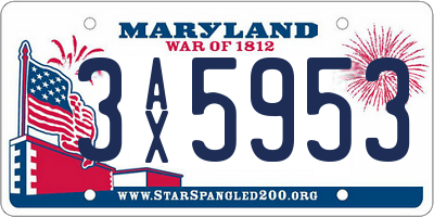 MD license plate 3AX5953
