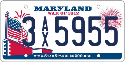 MD license plate 3AX5955