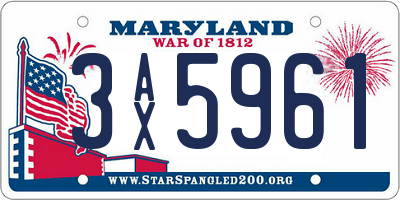 MD license plate 3AX5961