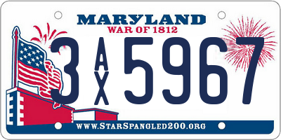 MD license plate 3AX5967