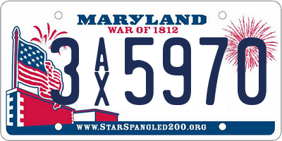 MD license plate 3AX5970