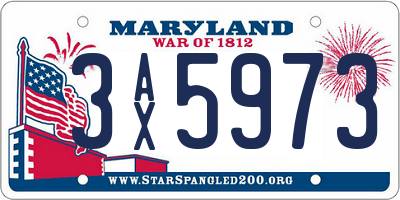 MD license plate 3AX5973