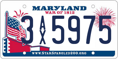 MD license plate 3AX5975