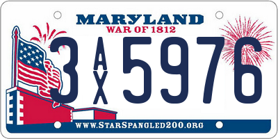 MD license plate 3AX5976
