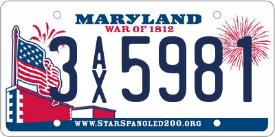 MD license plate 3AX5981