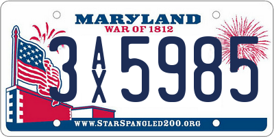 MD license plate 3AX5985