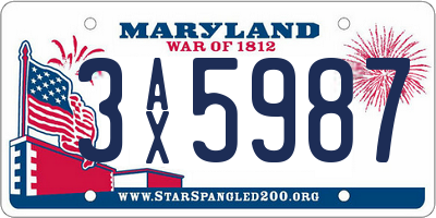 MD license plate 3AX5987