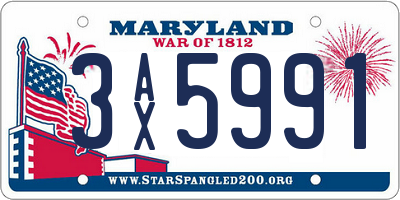 MD license plate 3AX5991