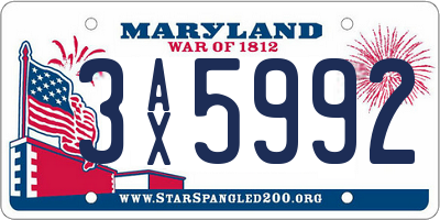 MD license plate 3AX5992