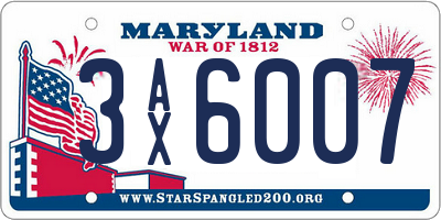 MD license plate 3AX6007