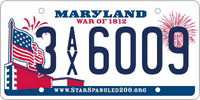MD license plate 3AX6009