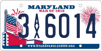 MD license plate 3AX6014